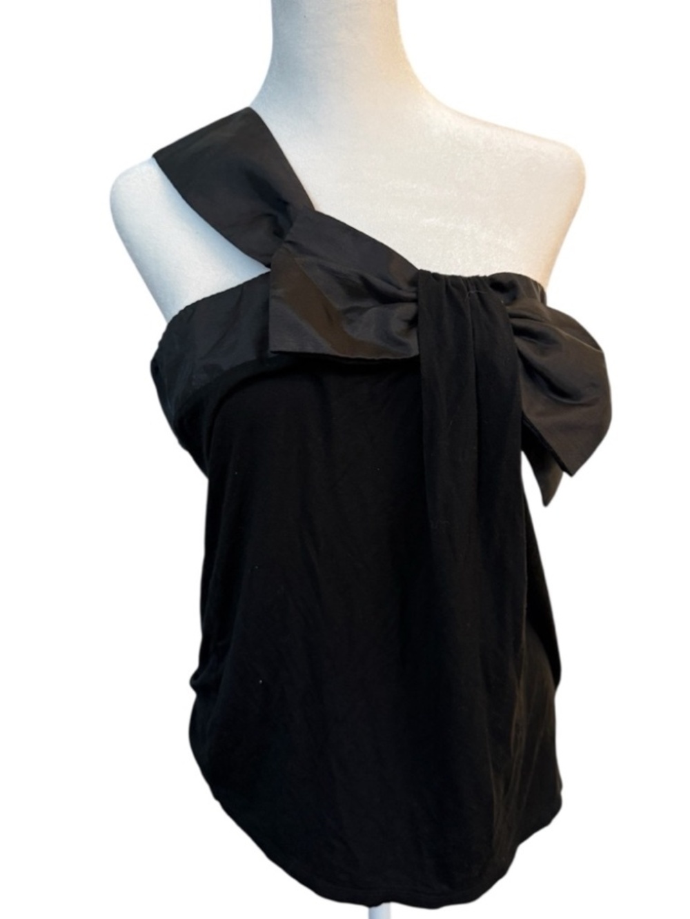 The Limited One Shoulder Black Bow Top M Asymmetrical Chic Evening Wear Y2K Date